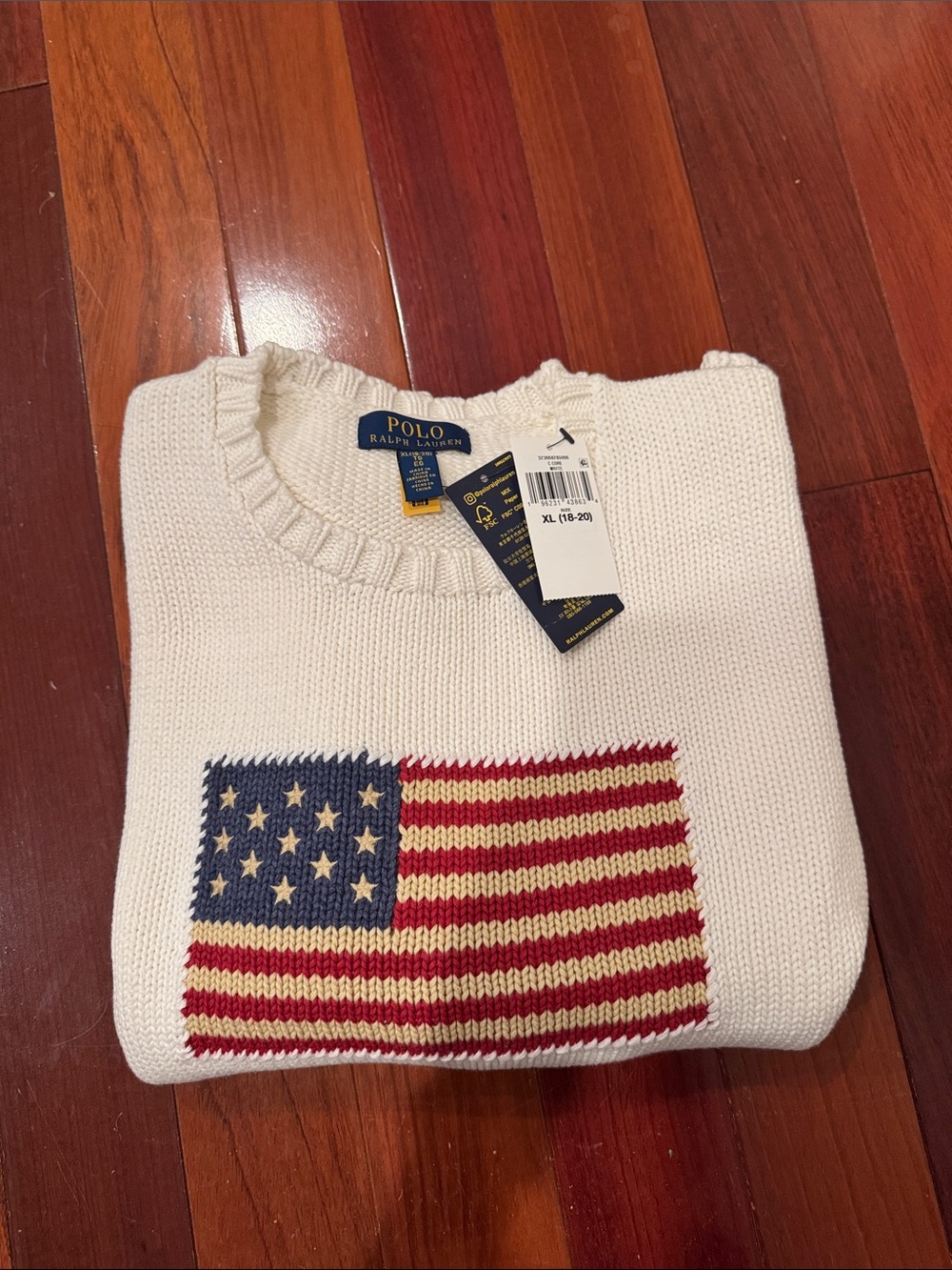 Polo Ralph Lauren Iconic American Flag Cotton Sweater - Picture 11 of 11